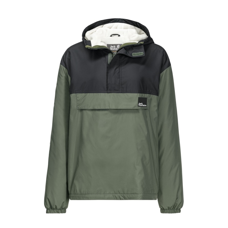 Jack Wolfskin Winter Jacket Windbreaker Spirit Ins Smock (windproof, water-repellent, lined) green Kids (164-176)